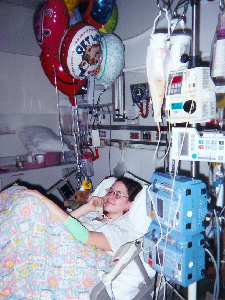 Jessica (14) at 
Primary Children's
after her esophagectomy,
March 2000.